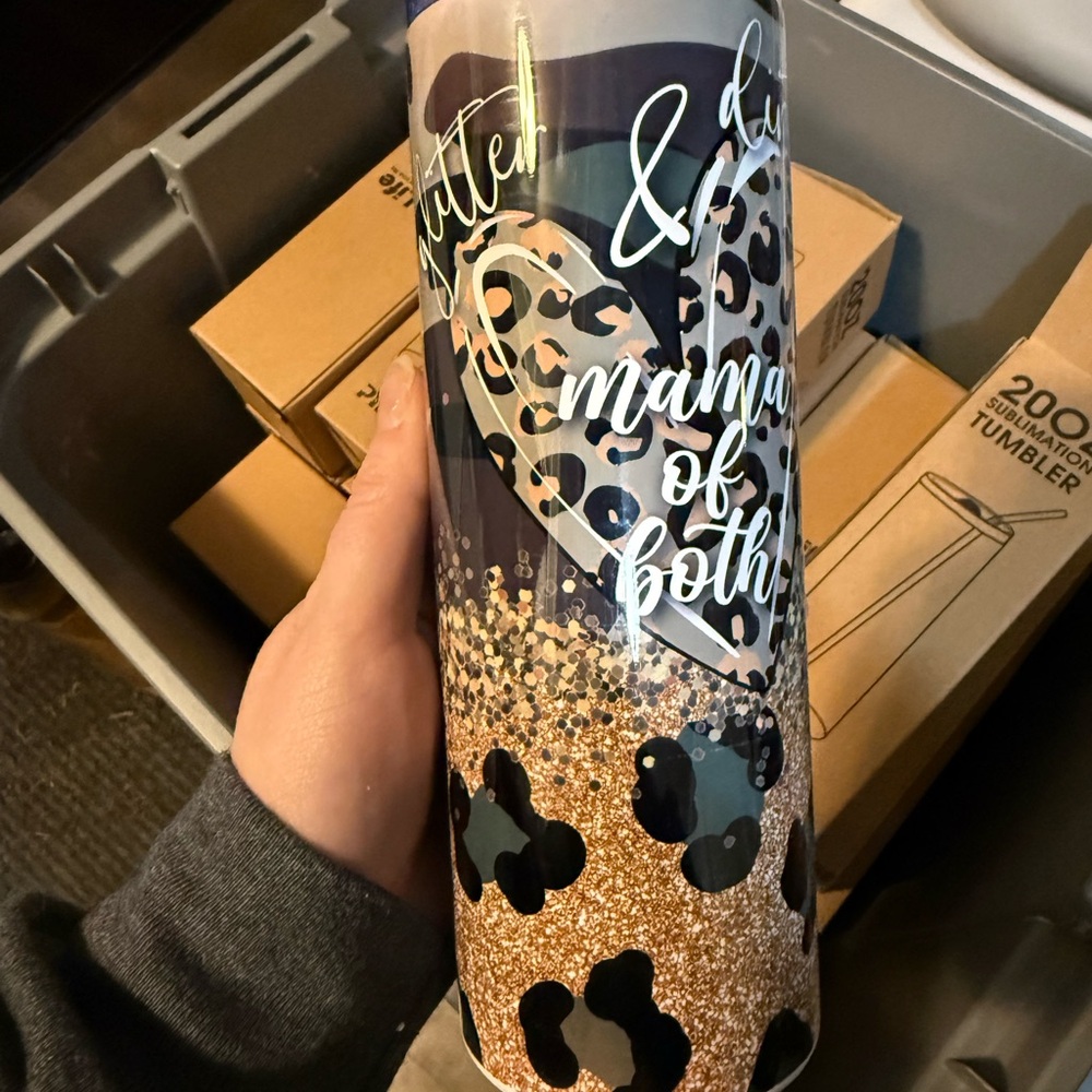 Leopard Print Glitter Tumbler